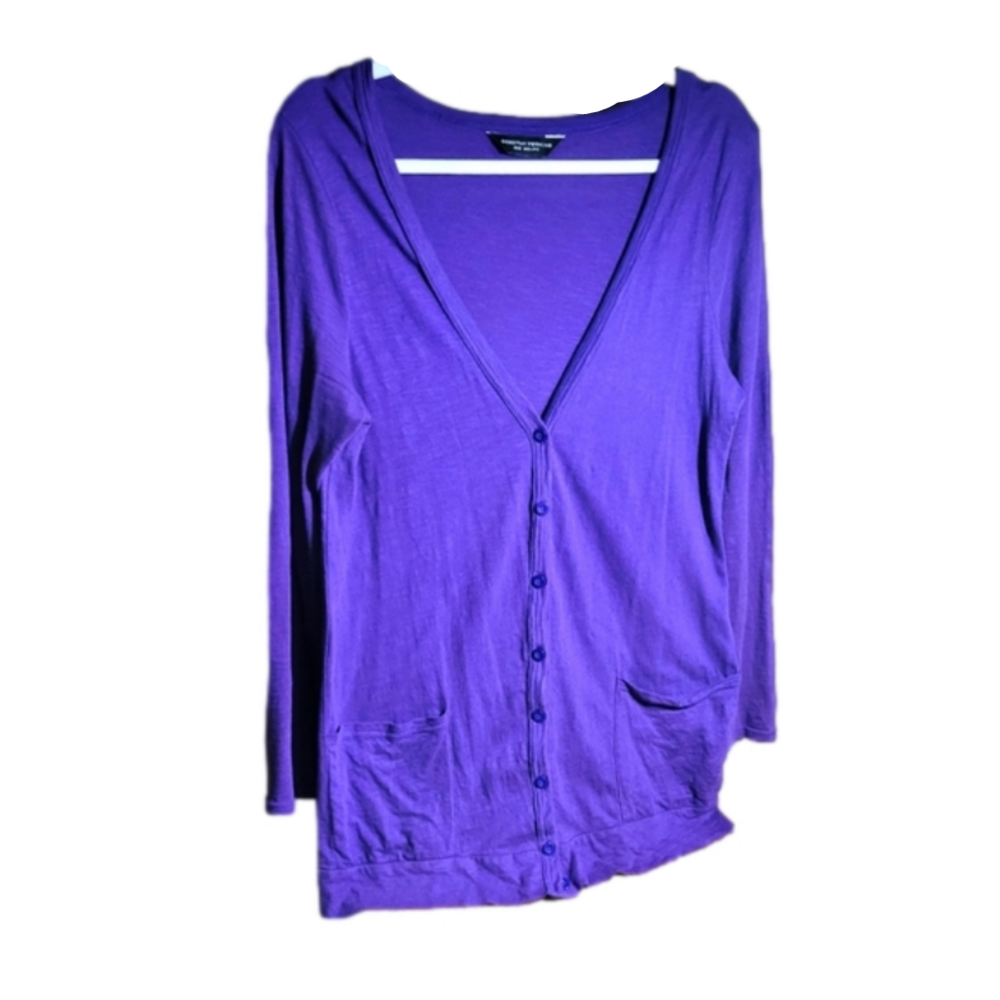 Dorothy Perkins medium uk12 purple button-down pocketed vneck cotton cardigan
